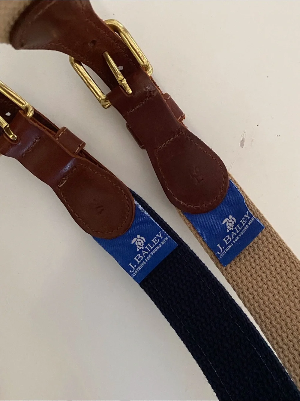 J.Bailey boys belts 25”-27” tan Belt and Blue Nautical Ribbon bundle